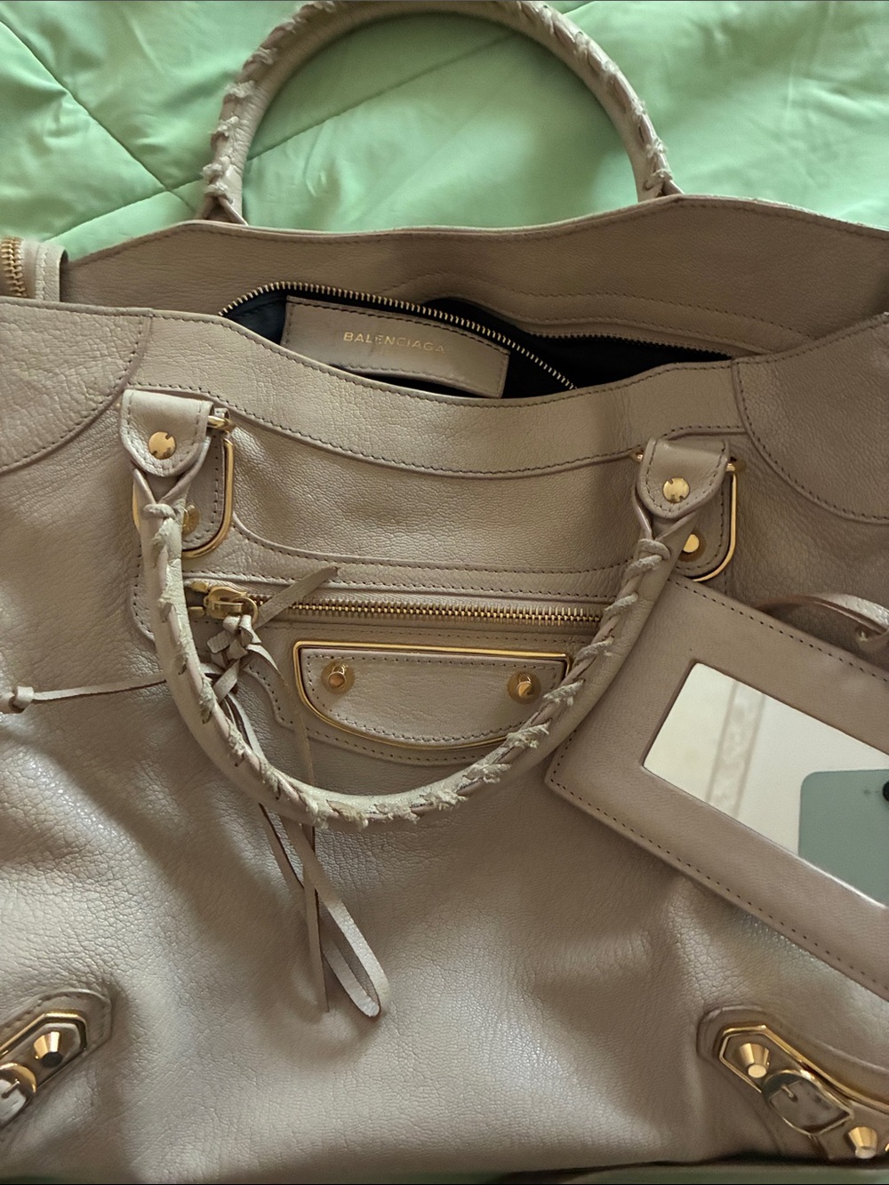 Balenciaga Beige city bag Leather Tote Bag with Gold Hardware